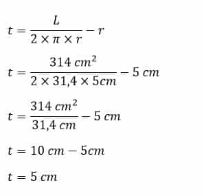 Como calcular a altura de um tubo se você conhece a área da superfície
