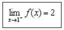 ถ้า x เข้าใกล้ 1 จากทางซ้าย ค่าของ f(x) จะเข้าใกล้ 2