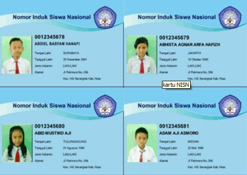 display of NISN card results Application for Printing NISN Cards Based on Dapodik